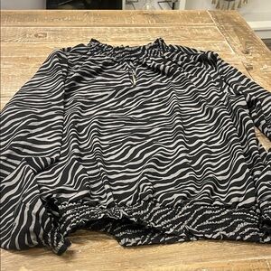Michael Kors Black and Gray Zebra Print Blouse